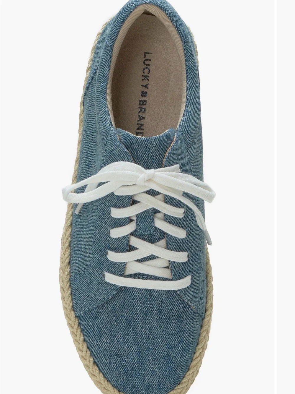Lucky Brand Denim Lace-Up Espadrille Sneaker - Blue with White Laces Size 10 New